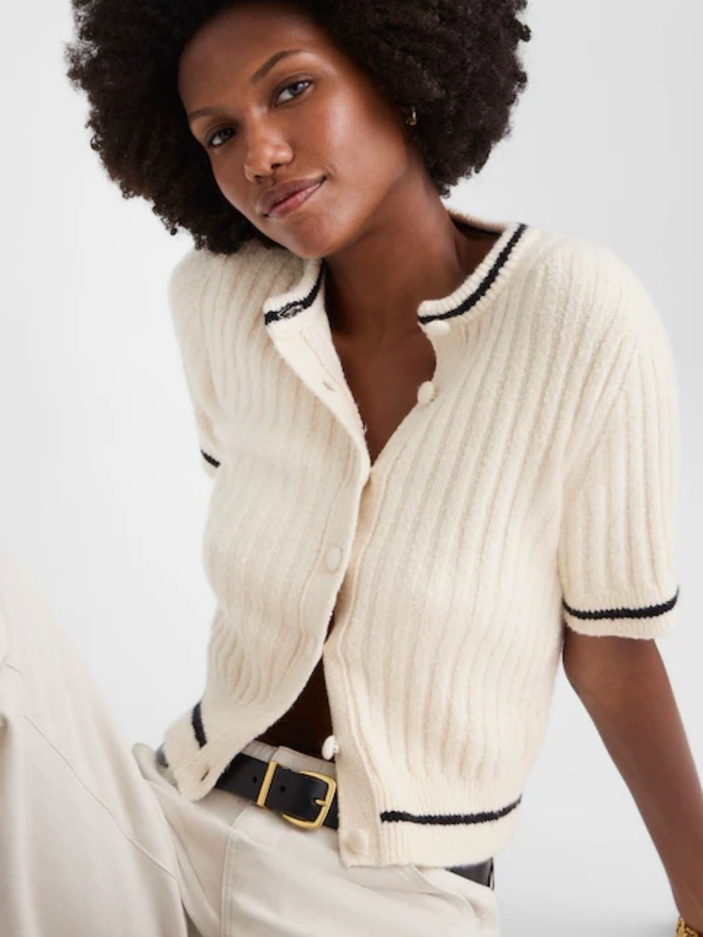 Madewell Short Puff-Sleeve Cardigan NWT M